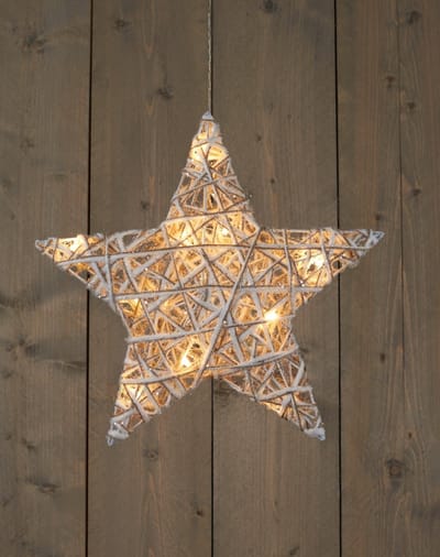 Anna's Collection - Verlichte jute ster met glitter - H40 cm - 15 warm witte ledlampjes - Afmetingen: H40 cm - Aantal ledlampjes: 15 - Kleur ledlampjes: warm wit