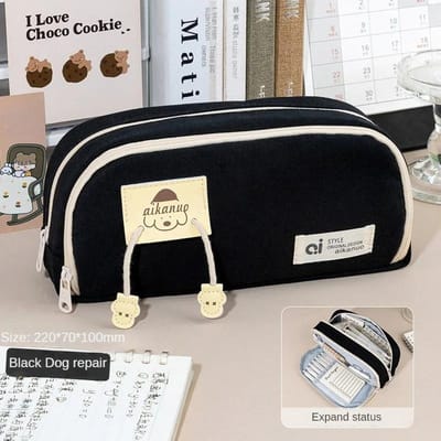 Etui Koreaanse Schrijfwaren Etuis Grote Tassen voor Meisjes School Etuis Kawaii Hond Etuis Trousse Producten zwart