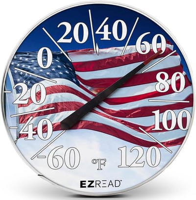 Buitenthermometer Amerikaanse Vlag - Weer thermometer - Tuin decoratie - Analoge weergave - 30 cm