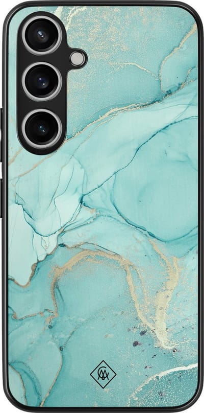 Casimoda® hoesje - Geschikt voor Samsung Galaxy A35 5G - Marmer mint groen - Zwart TPU Backcover - Marmer - Mint