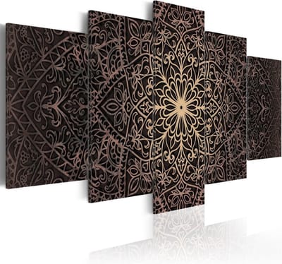 Schilderij - Oosterse Kunst , mandala , 5 luik
