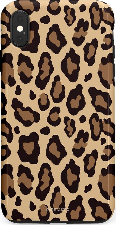 Casetastic hoesje geschikt voor Apple iPhone XS Max - Dubbellaagse bescherming - Wilde Panter - Fashion Case - Zwart Taupe Crème