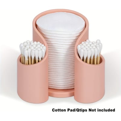 Support pour Cotons, Distributeur pour Fil Dentaire, Organisateur de Rangement pour Accessoires de Salle de Bain, Organisateur de Maquillage pour Coiffeuse, Article Essentiel pour la Salle de Bain rose