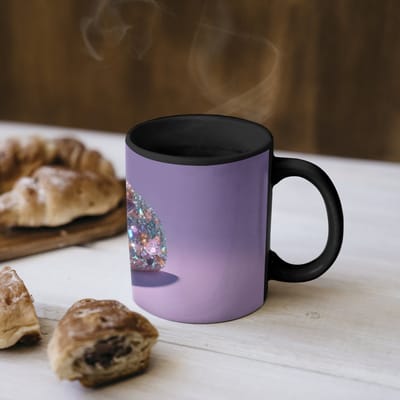 Magische Mok - Foto op Warmte Mokken - Koffiemok - Edelstenen - Glitters - Paars - Kleurrijk - Magic Mok - Beker - 350 ML - Theemok