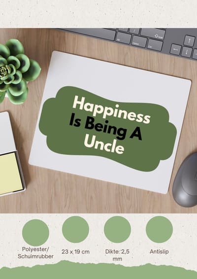 Akyol - happiness is being a uncle Muismat - Oom - de liefste oom - verjaardag - cadeautje voor oom - oom artikelen - kado - geschenk - 23 bij 19 cm