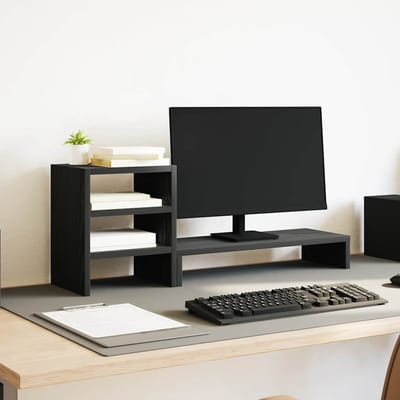 vidaXL - Monitorstandaard - met - bureau-organizer, - zwart - eikenhout