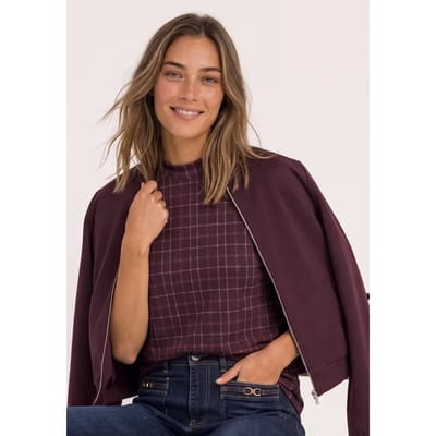 Turtleneck-top van mesh met print