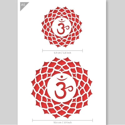 QBIX Ohm Chakra sjabloon - Sahasrara Sjabloon A5 Formaat Kunststof - Chakra diameter is 8cm