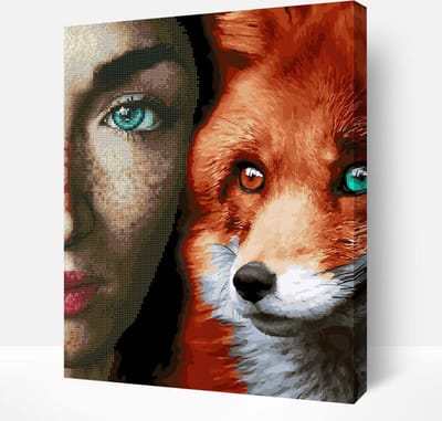 Schilderen Op Nummer Volwassenen DIY Hybrid Paint By Number Diamond Painting - Compleet Hobby Pakket op Frame met Vernis - ®Arty Bee - Vos Dame - 40x50cm