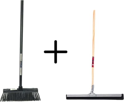Synx Tools Binnenbezem Zwart + Vloertrekker 35cm met Steel 150cm - Kamerveger – Vloerreiniger – Moppen - Zachte bezem met steel 130cm