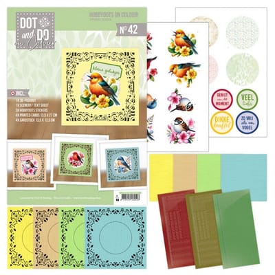 Hobbydots on Colour 42 - Spring Animals - De set bevat voldoende materiaal voor 4 complete kaarten - Gratis verzonden - DODOOC10042