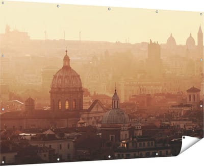 Gards Tuinposter Rome Stad bij Zonsopgang - 180x120 cm - Tuindoek - Tuindecoratie - Wanddecoratie buiten - Tuinschilderij