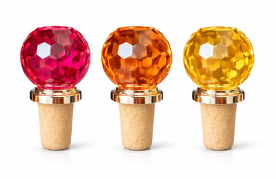 Flessenstop Bol Vorm - Set van 3 -Luxe & Kleurrijke Eyecatchers - Roze Oranje Geel
