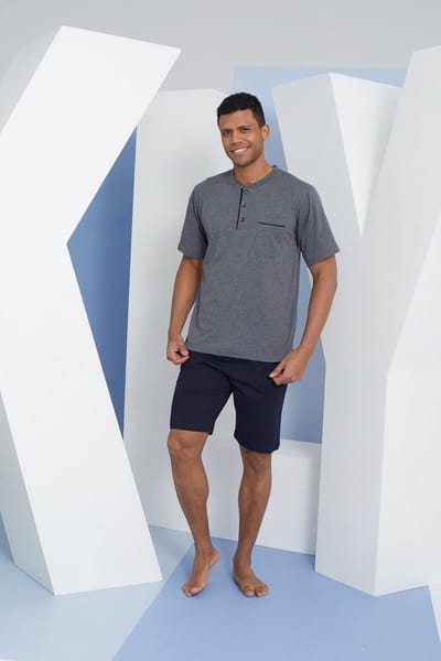 Heren Loungewear Set Elton / T-shirt & Shorts / Grijs / maat 6xl