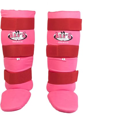 Ali's Fightgear - SHIN PRO - Kickboksen scheenbeschermers - Katoen - Roze - Maat M - Scheenbeschermers - Scheenbeschermers kickboksen - Scheenbeschermers vechtsport - Scheenbeschermers kickboksen kind - Scheenbeschermers kickboksen dames