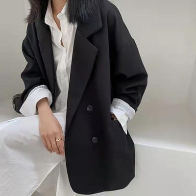 Herfst Blazers Vrouwen Minimalistisch Effen Uitloper Losse Elegante Retro Officiële Mode High Street Vrouwelijke Comfortabele Pak Student S
