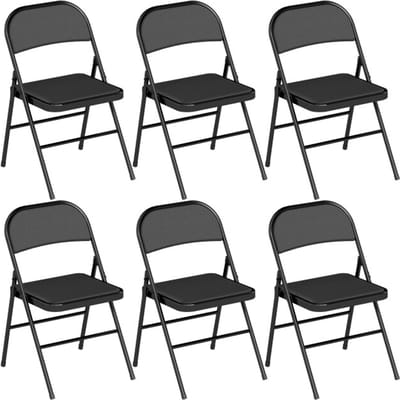 4goodz Set 6 stuks stevige klapstoelen van kunststof kunstleer zitting -