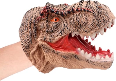 Handpop Dinosaurus - Poppenkast Speelgoed - Verhalen Vertellen - Flexibele Mond - 23 x 22 x 9 cm