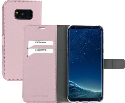 Mobiparts hoesje geschikt voor Samsung Galaxy S8+ - Saffiano Wallet/Portemonnee hoesje - Magneet Sluiting - 3 Opbergvakken - Roze