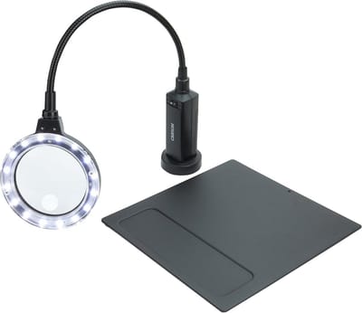 Flexibele LED Tafelluup met Vergroting 2x en Spot, Deskellamp met Stevige Voet