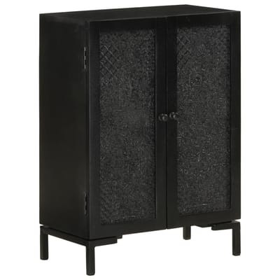 vidaXL - Dressoir - 55x30x77 - cm - massief - mangohout - en - ijzer - zwart