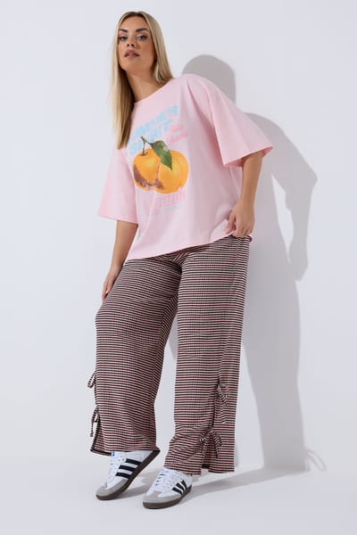 Limited Collection Roze Geruite Broek Met Strik Aan De Zijkant Size 40