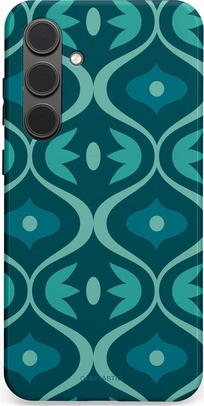 Casetastic hoesje geschikt voor Samsung Galaxy S24 Plus - Dubbellaagse bescherming - Decoratief Blauwgroen - Fashion Case - Petrol