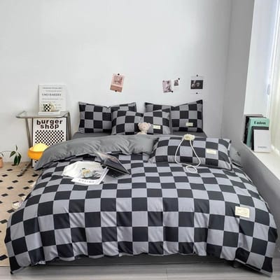 Zwart en Wit Ruit Dekbedovertrek Set Full, Geometrisch Ruit Beddengoed Set Zacht Ruitjes Geruit Dekbedovertrek met 2 Kussenslopen Single 150x200cm