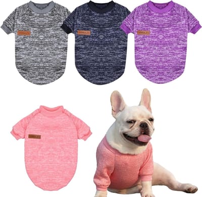 Winterse Hondentrui Set van 4 Stuks, Gebreide Sweaters voor Kleine en Middelgrote Honden, Warm en Licht met Zachte Textuur en Elastische Pasvorm