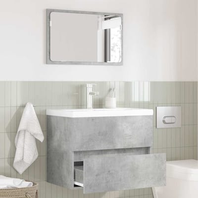 vidaXL - Badkamermeubel - Set - Beton - Grijs - 60 - x - 38,3 - x - 45 - cm - Bewerkt - hout