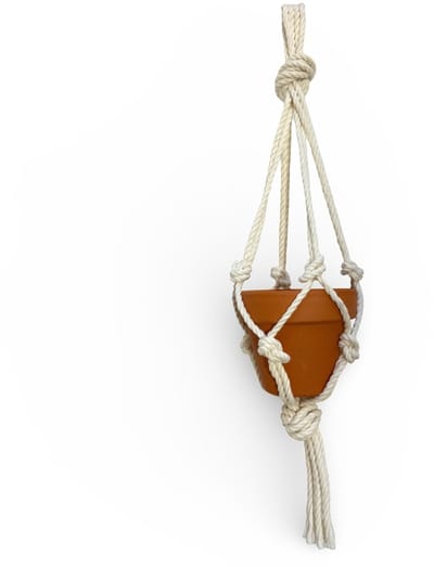 Minimalistische Plantenhanger - Kies kleur en lengte - Gebroken Wit - 30 cm lang - Katoenkoord - Geschikt voor Pot met Diameter van c.a. 8 cm - Handgemaakt in ons Macramé Atelier - Prijs per Stuk - Let op: Exclusief Pot - Inclusief Verzendkosten