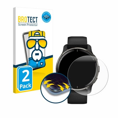 BROTECT - Screenprotector voor Garmin Venu 2 Plus - Folie Beschermfolie transparant volledig dekking - 2 Stuks