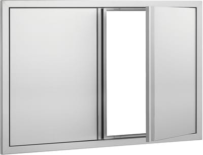 Buitenkeukendeur - Inbouwdeur Roestvrijstaal - Buiten Koken - Omkeerbaar Scharnier - 914x610 mm - Zilver