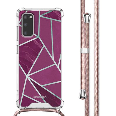 imoshion Hoesje - Geschikt voor Samsung Galaxy S20 - Design Hoesje met Koord - Bordeaux Graphic