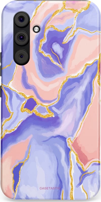 Casetastic hoesje geschikt voor Samsung Galaxy A54 (2023) 5G - Dubbellaagse bescherming - Riviergloed - Fashion Case - Lavendel Lichtgrijs Zand Lichtroze