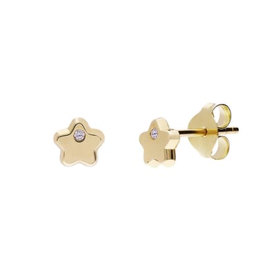 Lucardi Kinder 9 karaat oorbel ster met zirkonia - Oorbellen - 9 Karaat - Goudkleurig