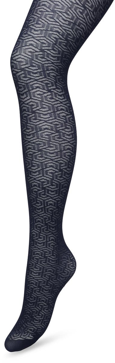 Bonnie Doon Grafische Panty 40 Denier Donker Blauw Dames maat S/M - Grafisch - Print - Gladde Naden - Maximaal Draagcomfort - Chique Panty - Feestelijk - Eclectic Tights - Donkerblauw - Navy - BP221911.102
