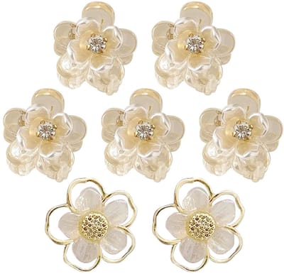 Dailygoods- Haarspelden 5 stuks - Antislip - Lichtgeel - Kunststof - Haaraccessoires - Inclusief camelie-oorbellen - Haarsieraden
