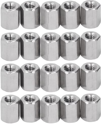 Dailygoods- Zeskantmoer M4 x 0,7 - 20 Stuks - Koppelingsmoeren - Roestvrij Staal 304 - Zilveren Bevestigingsmiddelen - Lengte 10 mm - Moeren