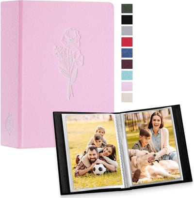 Fotoalbum voor 100 Foto's, Klein Formaat, Linnen Cover, Geschikt voor 10x15 cm, 2 Stuks, Roze, Perfect voor Herinneringen en Cadeaus