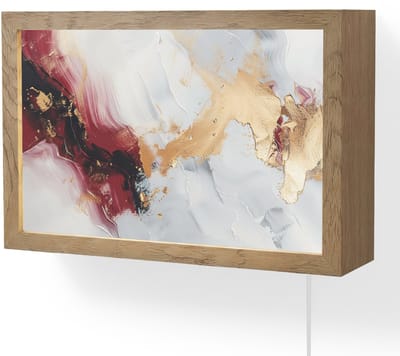 Wandlamp 30x20 cm - Oplaadbaar - Rood - Abstract - Goud - Modern - Wandlampen binnen woonkamer - Slaapkamer lamp met kabel - Decoratieve nachtlamp - Vloerlamp snoer