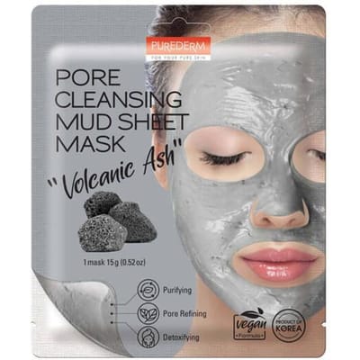 Purederm Masque Visage en Feuille Nettoyant Pores Masque en Argile 15G