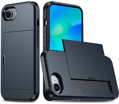 Coverup Hoesje - Geschikt voor iPhone 16e / 17e Hoesje - Coverup Hybrid Card Slider Back Cover - Blauw