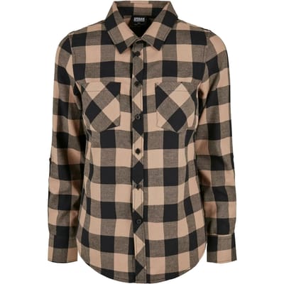 Urban Classics - Turnup Checked Flanell Blouse - XS - Zwart/Creme