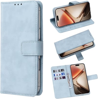 Casemania Hoesje Geschikt voor Samsung Galaxy A17 5G - Licht Blauw - Portemonnee Bookcase met Pasjeshouder en Standaardfunctie