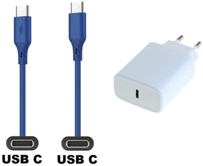 20W snellader + 1,0m USB C naar C kabel. Universele PD lader. Oplader adapter past op Samsung Galaxy S10, S10e, S20, S21, S22, S23, S24, S25, S26 (Edge, FE, Lite, Plus +, Ultra)