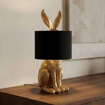 Lindby - Tafellamp - 1licht - Stof, polyresin, ijzer - H: 57 cm - E27 - zwart, goud