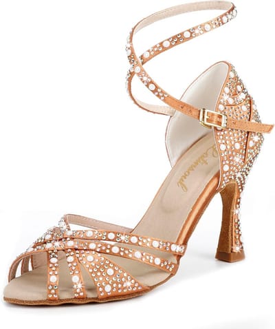 Dames Latin dansschoenen met kristallen hoge hak voor ballroom en salsa
