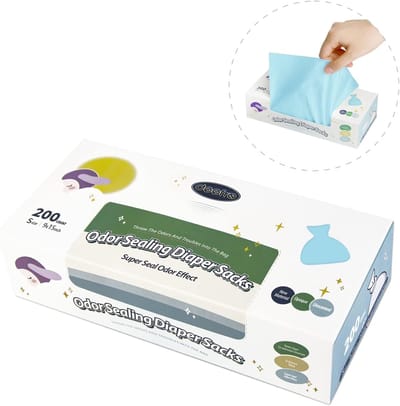 Wegwerp Luierzakken - Luier Vuilniszakken - Luier Afval Beheren - 7-Laags Deodorant Film - 200 Stuks - Blauw