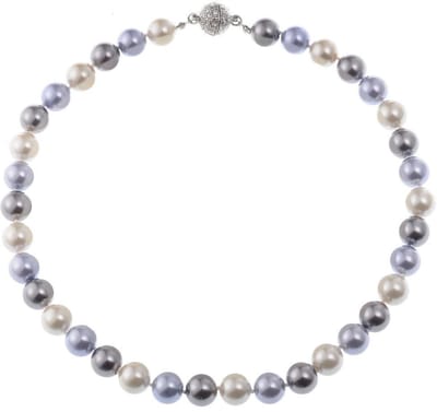 Behave - Parel Ketting - Dames - Handgeknoopt - 12mm Parels - 46cm - Paars - Magneetsluiting met Strass - Klassiek & Elegant